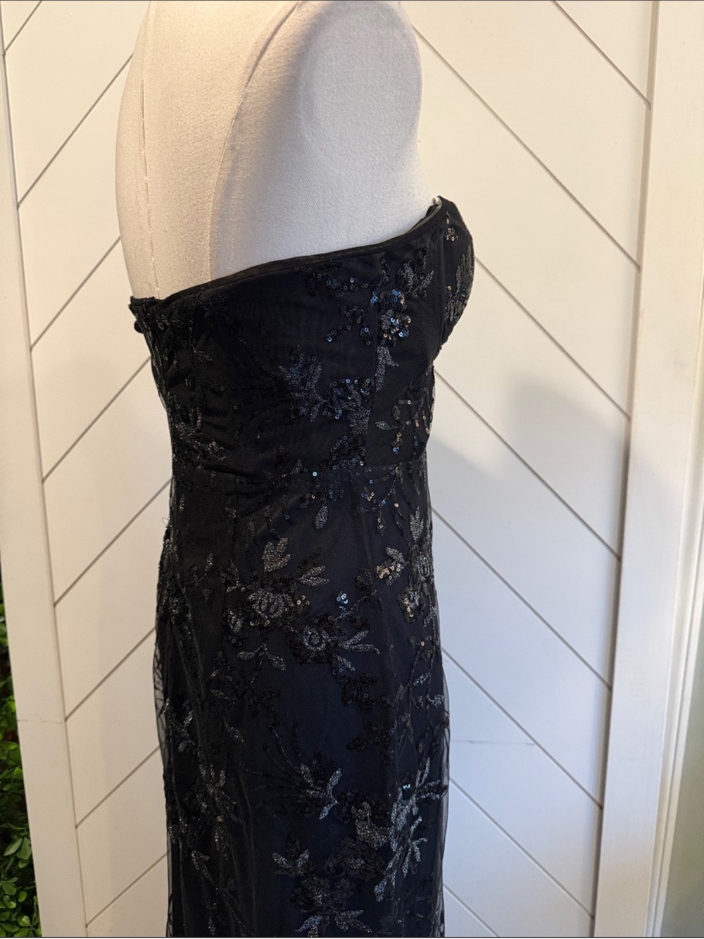 NWT-Confident Sensation Black Sequin Strapless Bustier Maxi Dress - Picture 14 of 15